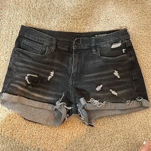 Black denim shorts